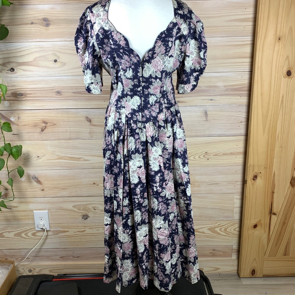 Laura Ashley Floral Maxi Dress Women 10 Floral Cottage‎ Puff Sleeve Vintage UK - Picture 5 of 9